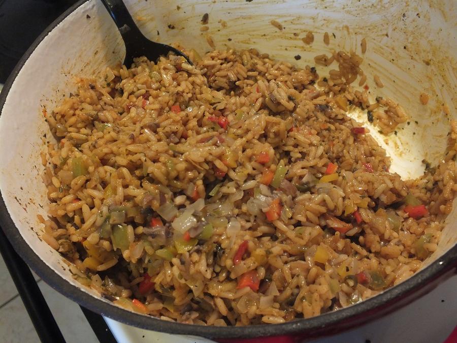 2 the stuffing seasoned rice mushrooms and sauted