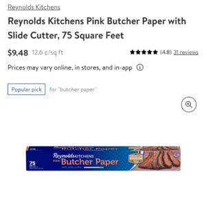 Reynolds Kitchens Pink Butcher Paper with Slide Cutter, 75 Square Feet 